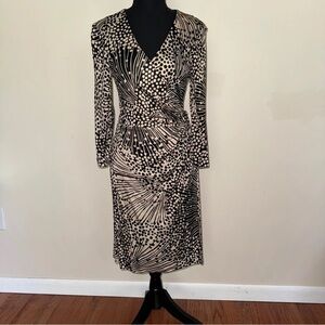 Trina Turk Elegant Black and Cream Patterned Dress